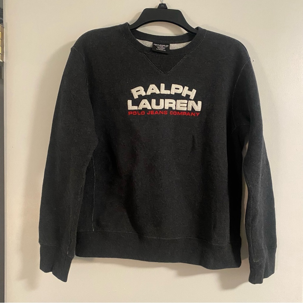 Worn Once Vintage Polo Ralph Lauren Sweatshirt Sz S Gray/Red Crewneck Preppy 90s